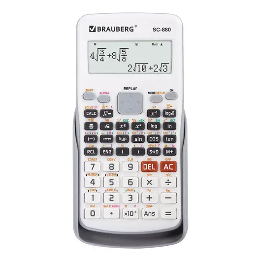 Калькулятор инженерный двухстрочный BRAUBERG SC-880-N (165х84 мм), 417 функций, 10+2 разрядов, БЕЛЫЙ, 250526, фото 1
