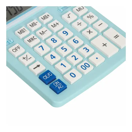 Калькулятор настольный BRAUBERG EXTRA PASTEL-12-LB (206x155 мм), 12 разрядов, двойное питание, ГОЛУБОЙ, 250486, фото 5