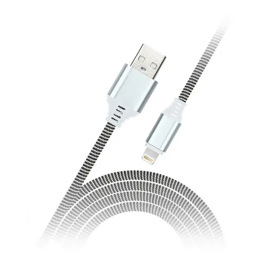 Кабель Smartbuy iK-12NS, USB2.0 (A) - microUSB (B), в оплетке, 2A output, 1м, белый, черный, фото 1