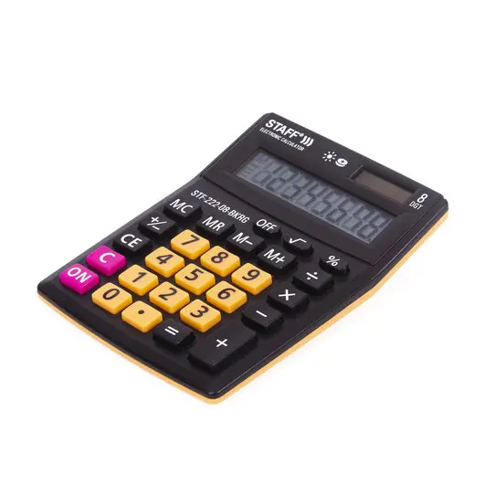 Калькулятор настольный STAFF PLUS STF-222-08-BKRG, КОМПАКТНЫЙ (138x103 мм), 8 разрядов, двойное питание, ЧЕРНО-ОРАНЖЕВЫЙ, 250469, фото 5