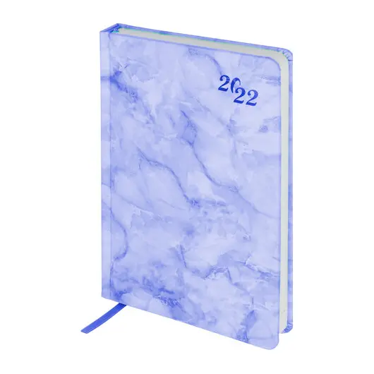 Ежедневник датированный 2022 А5 138x213 мм BRAUBERG &quot;Marble&quot;, под кожу, синий мрамор, 112745, фото 1