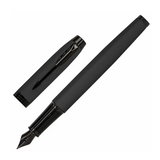 Ручка перьевая PARKER IM Achromatic Black BT, корп. черный матовый, нержавеющ. сталь, синяя, 2127741, фото 1
