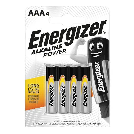 Батарейки КОМПЛЕКТ 4шт, ENERGIZER Alkaline Power, ПРОМО 3+1, AAA (LR03), пальчик, бли, E300132611, фото 1