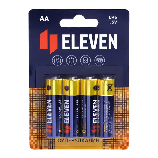 Батарейка Eleven SUPER AA (LR6) алкалиновая, BC4, фото 1