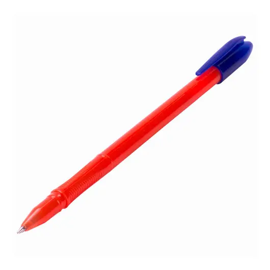 Ручка шариковая масляная STAFF Flame, корпус оранжевый, узел 1мм, линия 0,7мм, синяя,, OBP332, фото 5