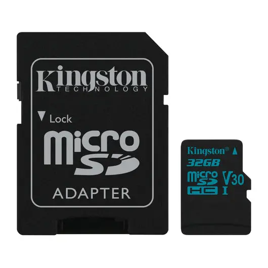 Карта памяти microSDHC 32 GB KINGSTON Canvas Go UHS-I U1, 90 Мб/сек (class 10), адаптер, SDCG2/32GB, фото 1