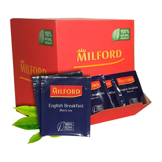 Чай MILFORD &quot;English Breakfast&quot;, черный, 200 пакетиков в конвертах по 1,75г, ш/к 1840, 6990 РК, фото 1
