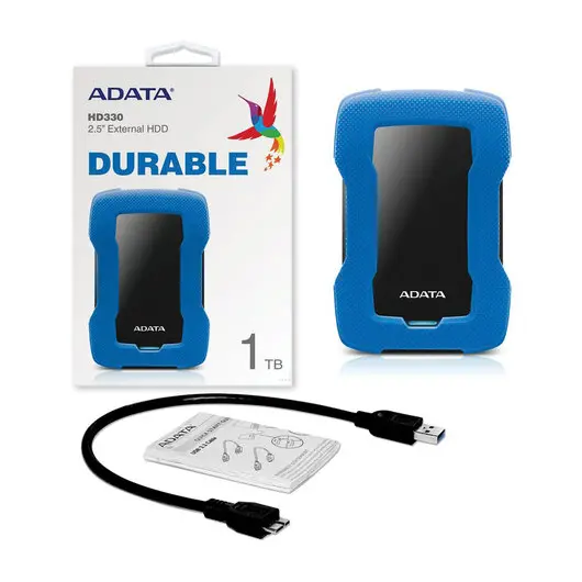 Внешний жесткий диск A-DATA DashDrive Durable HD330 1TB, 2.5&quot;, USB 3.0, синий, AHD330-1TU31-CBL, фото 6