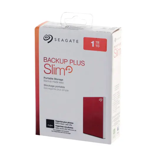 Внешний жесткий диск SEAGATE Backup Plus Slim 1TB, 2.5&quot;, USB 3.0, красный, STHN1000403, фото 10