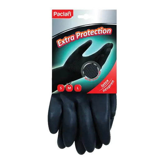 Перчатки неопреновые Paclan &quot;Extra Protection&quot;, M, 1 пара, хозяйственные, х/б напыление, фото 1