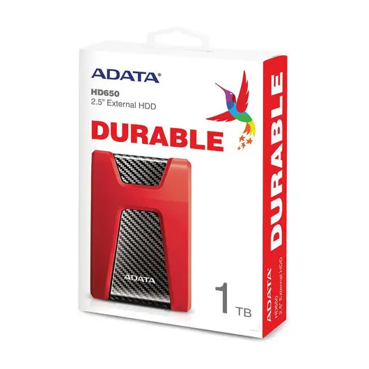 Внешний жесткий диск A-DATA DashDrive Durable HD650 1TB, 2.5&quot;, USB 3.0, красный, AHD650-1TU31-CRD, фото 8