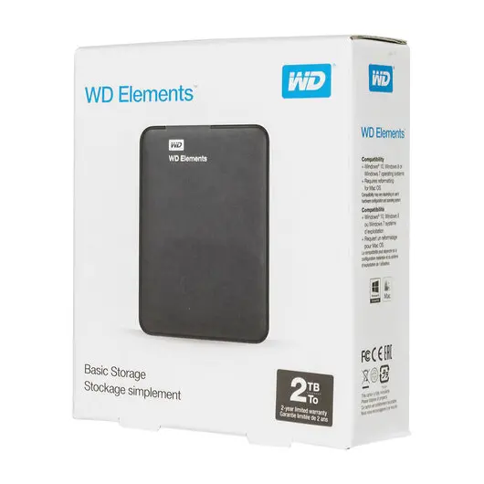 Внешний жесткий диск WD Elements Portable 2TB, 2.5&quot;, USB 3.0, черный, WDBU6Y0020BBK-WESN, фото 9