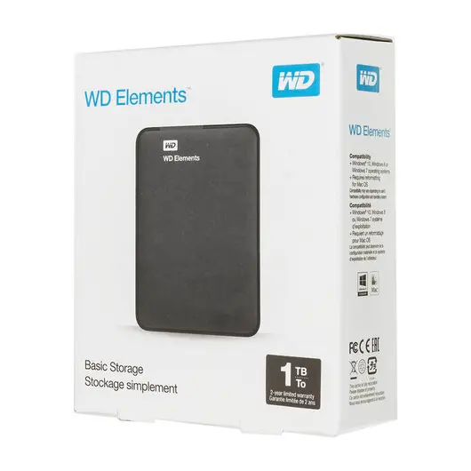 Внешний жесткий диск WD Elements Portable 1TB, 2.5&quot;, USB 3.0, черный, WDBUZG0010BBK-WESN, фото 9
