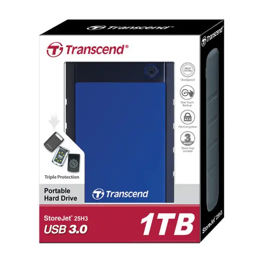 Внешний жесткий диск TRANSCEND StoreJet 1TB, 2.5&quot;, USB 3.0, синий, TS1TSJ25H3B, фото 11