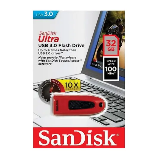 Флэш-диск 32 GB, SANDISK Ultra, USB 3.0, красный, Z48-032G-U46R, фото 3