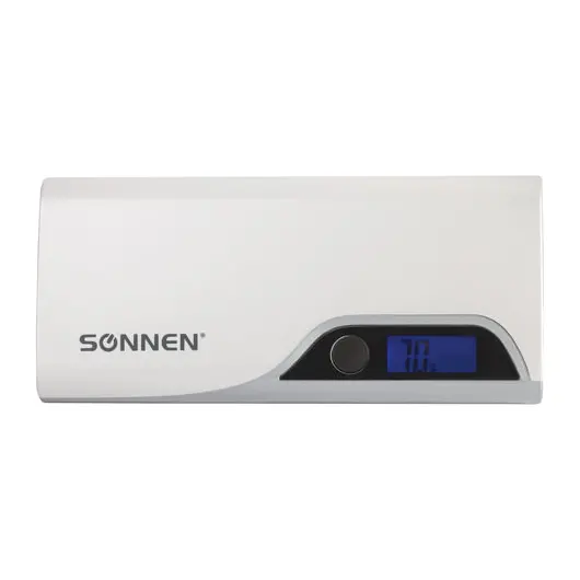 Аккумулятор внешний SONNEN POWERBANK V15S, 10000 mAh, 2 USB, литий-ионный, LED-дисплей, фонарик, белый, 262756, фото 4