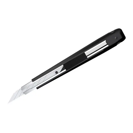 Нож канцелярский 9мм Berlingo &quot;Hyper&quot;, auto-lock, металл. направл., черный, европодвес, фото 1