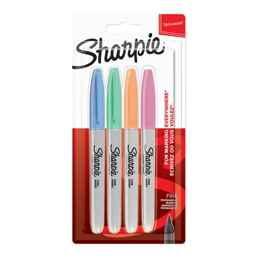Набор перманентных маркеров Sharpie &quot;Fine&quot;, 4 цв., пастельн., пулевидный, 1мм, блистер, фото 1