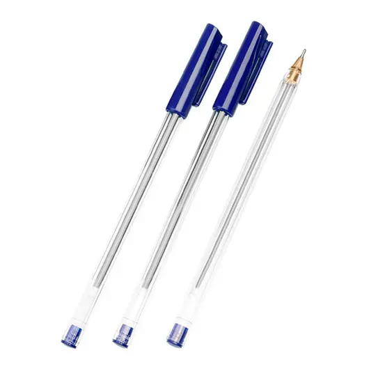 Ручка шариковая Стамм &quot;РШ 800&quot; синяя, 0,7мм, прозрачный корпус, фото 1