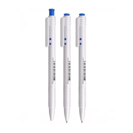 Ручка шариковая автоматическая Стамм, синяя, 0,7мм, белый корпус, фото 1