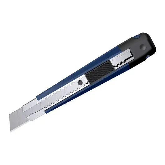 Нож канцелярский 18мм Berlingo &quot;Hyper&quot;, auto-lock, металл. направл., синий, европодвес, фото 1