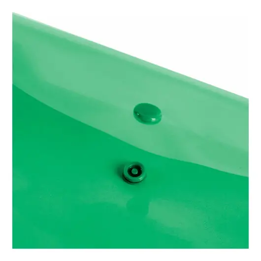Папка-конверт с кнопкой STAFF А4 до 100 л прозрачная зеленая 0,15 мм, 270468, 120мкм, фото 4