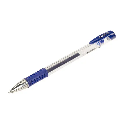 Ручка гелевая с грипом STAFF Basic Needle, СИНЯЯ, игольчатый узел 0,5 мм, линия письма 0,35 мм, 143678, фото 6