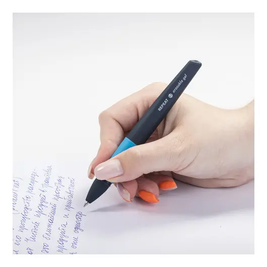 Ручка стираемая гелевая с эргономичным грипом BRAUBERG REPEAT, СИНЯЯ, узел 0,7 мм, линия письма 0,5 мм, 143662, фото 6