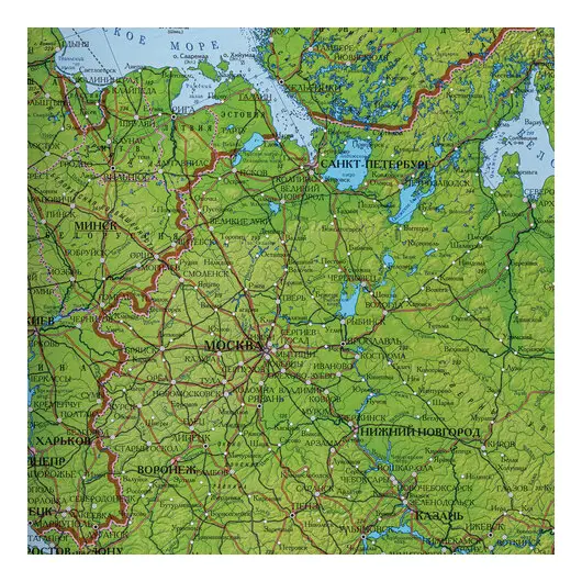 Карта России физическая 101х70 см, 1:8,5М, с ламинацией, интерактивная, европодвес, BRAUBERG, 112392, фото 2