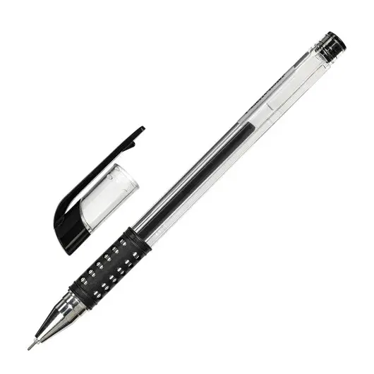 Ручка гелевая с грипом STAFF Basic Needle, ЧЕРНАЯ, игольчатый узел 0,5 мм, линия письма 0,35 мм, 143679, фото 1