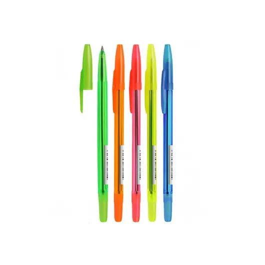Ручка шариковая Стамм &quot;511 Neon&quot; синяя, 1,0мм, прозрачный корпус, ассорти, фото 1