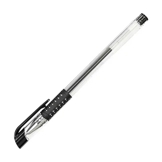 Ручка гелевая с грипом STAFF Basic Needle, ЧЕРНАЯ, игольчатый узел 0,5 мм, линия письма 0,35 мм, 143679, фото 3