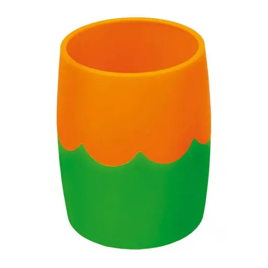 Подставка-стакан Стамм, пластик, круглый, двухцветный зелено-оранжевый, фото 1