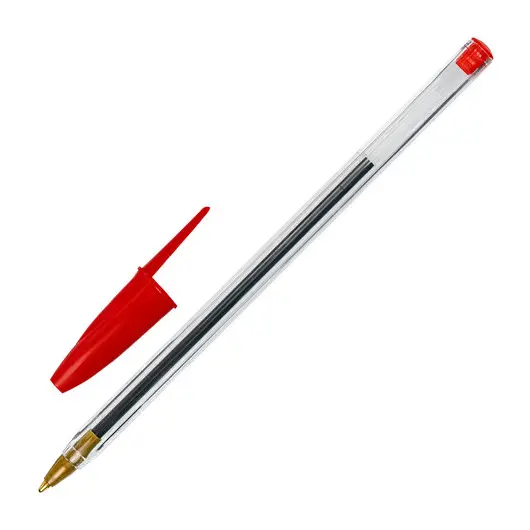 Ручка шариковая STAFF &quot;Basic BP-01&quot;, письмо 750 метров, КРАСНАЯ, длина корпуса 14 см, узел 1 мм, 143738, фото 1