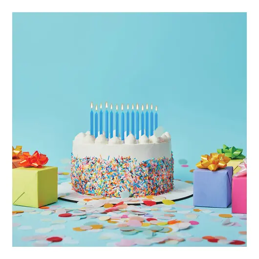 Набор свечей для торта 20 шт., 8 см, с держателями, голубые, ЗОЛОТАЯ СКАЗКА, в блистере, 591455, фото 3