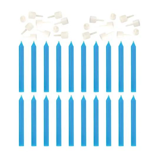 Набор свечей для торта 20 шт., 8 см, с держателями, голубые, ЗОЛОТАЯ СКАЗКА, в блистере, 591455, фото 1