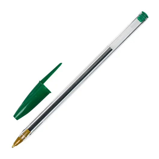 Ручка шариковая STAFF &quot;Basic BP-01&quot;, письмо 750 метров, ЗЕЛЕНАЯ, длина корпуса 14 см, узел 1 мм, 143739, фото 1