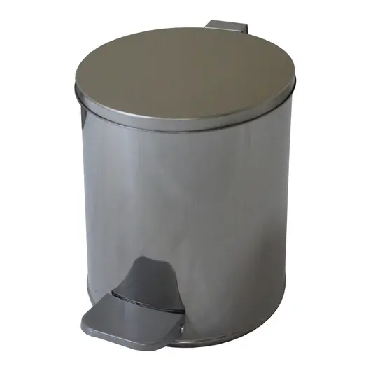 Ведро-контейнер для мусора (урна) Титан, 7л,спедалью,круглое,металл, хром, фото 1