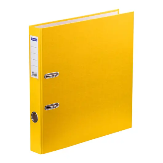 Папка-регистратор OfficeSpace, 50мм, бумвинил, с карманом на корешке, желтая, фото 1