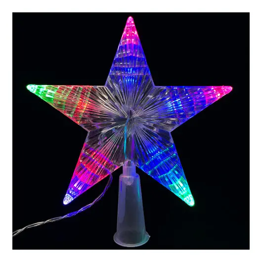 Звезда на ель ЗОЛОТАЯ СКАЗКА 10 LED, 15 см, прозрачный корпус, 3 цвета, на батарейках, 591272, фото 1