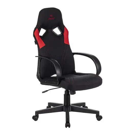 Кресло игровое ZOMBIE RUNNER RED, PL, ткань/экокожа, черный/красный, топ-ган, фото 1