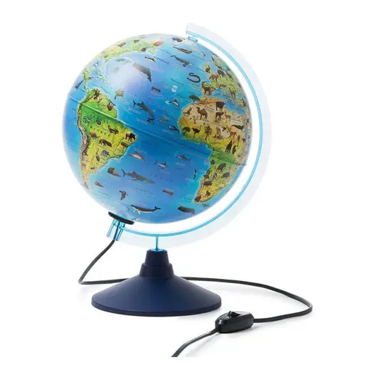 Глобус Зоогеографический Globen, 25см, интерактивный с подсветкой от сети + очки виртуальной реальности, фото 1