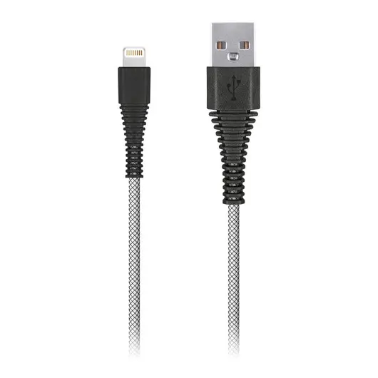 Кабель Smartbuy Сarbon, USB2.0 (A) - Lightning(M), для Apple, экстрапрочный, 2A output, 1м, белый, фото 1