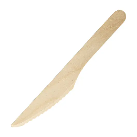 Нож одноразовый деревянный 160 мм, 100 шт., БЕЛЫЙ АИСТ, 607575, 59, фото 1
