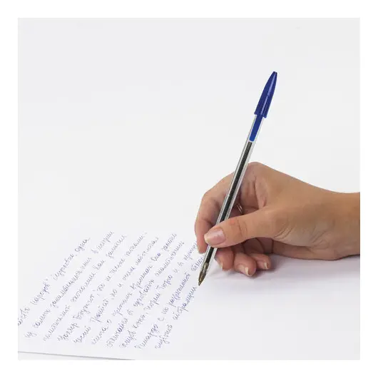 Ручка шариковая STAFF Basic Budget BP-02, письмо 500 м, СИНЯЯ, длина корпуса 13,5 см, линия письма 0,5 мм, 143758, фото 6