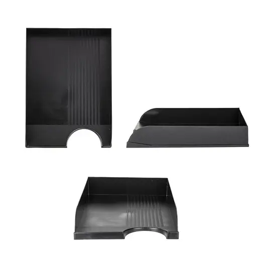 Лоток горизонтальный для бумаг BRAUBERG Standard, 350х253х65 мм, черный, 23хххх, 79, фото 2