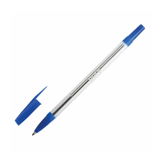 Ручка шариковая STAFF Basic BP-03, СИНЯЯ, корпус прозрачный, узел 1 мм, линия письма 0,5 мм, 143742, фото 1