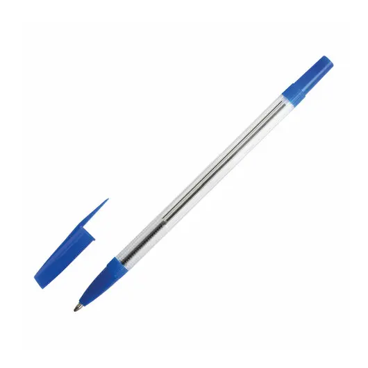 Ручка шариковая STAFF Basic BP-03, СИНЯЯ, корпус прозрачный, узел 1 мм, линия письма 0,5 мм, 143742, фото 2