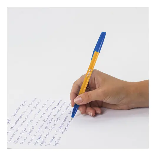 Ручка шариковая STAFF Basic Orange BP-03, СИНЯЯ, корпус оранжевый, узел 1 мм, линия 0,5 мм, 143741, фото 7