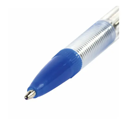 Ручка шариковая STAFF Basic BP-03, СИНЯЯ, корпус прозрачный, узел 1 мм, линия письма 0,5 мм, 143742, фото 3